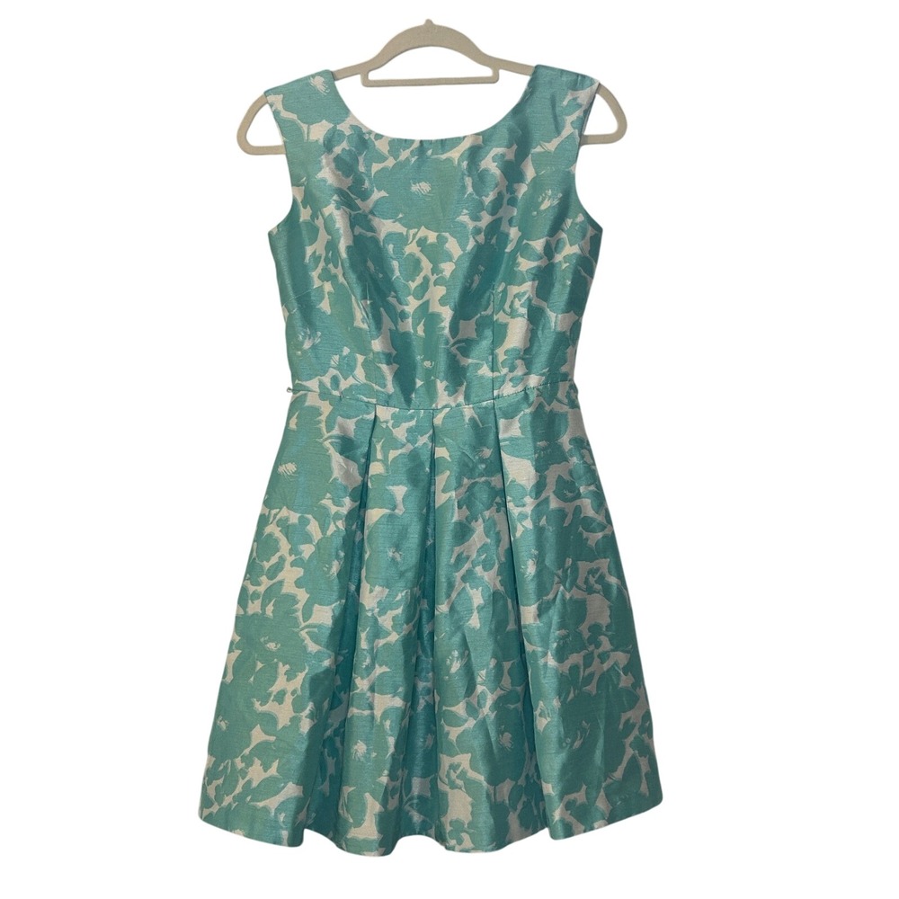 Danny‎ & Nicole Floral Fit & Flare Party Dress Sleeveless Aqua Blue Size 4